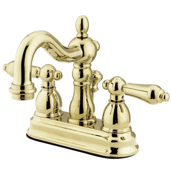 Heritage, 4" Centerset Bathroom Faucet, Polished Brass